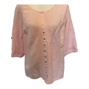 Avenue linen blend pink blouse
